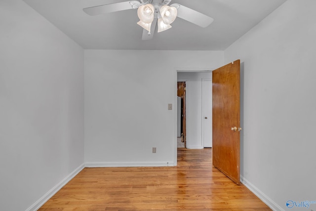 1013 Hermosa Ave, Gadsden, AL 35901 - empty room featuring baseboards, light wood-type flooring, and a ceiling fan