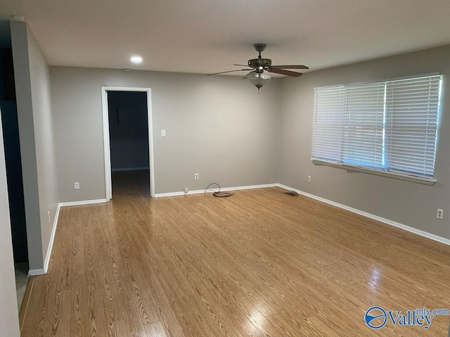 1520 Balch Rd, Madison, AL 35757 - empty room with ceiling fan, light wood-style floors, baseboards, and recessed lighting