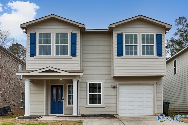 view of front facade featuring a garage