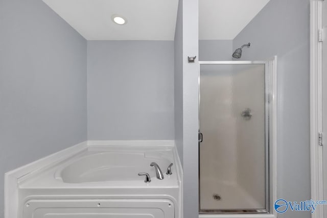 bathroom with plus walk in shower