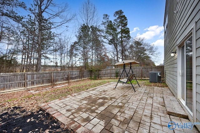 view of patio with central AC unit