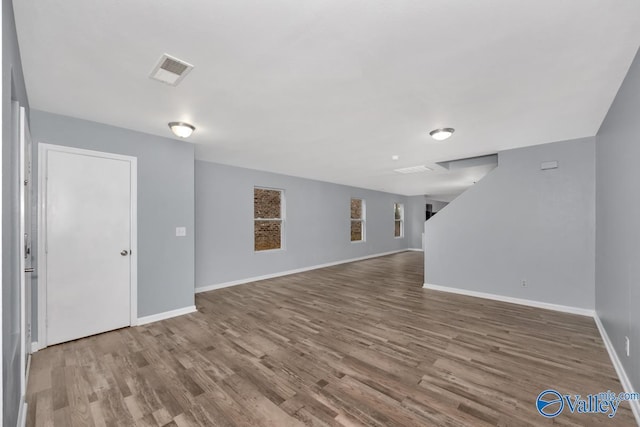 unfurnished living room featuring hardwood / wood-style flooring