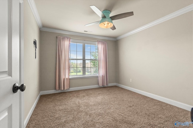 17259 Obsidian Cir, Athens, AL 35613 - empty room featuring carpet flooring, ceiling fan, baseboards, and crown molding