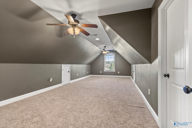 17259 Obsidian Cir, Athens, AL 35613 - additional living space with carpet flooring, baseboards, a ceiling fan, and vaulted ceiling