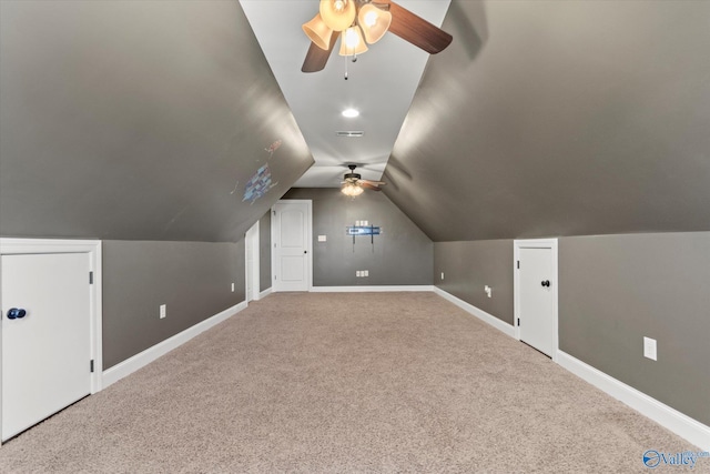 17259 Obsidian Cir, Athens, AL 35613 - bonus room featuring a ceiling fan, carpet flooring, baseboards, and lofted ceiling