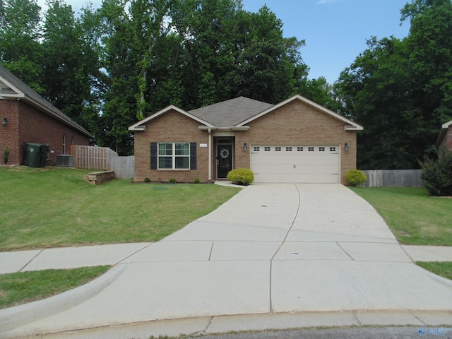110 Oak Path Ln, Harvest, AL 35749 - ranch-style house featuring an attached garage, brick siding, driveway, and cooling unit