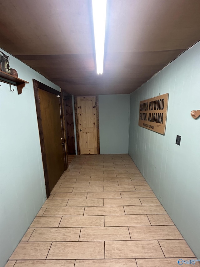 hall featuring wood tiled floor