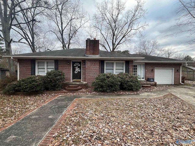 single story home with a garage