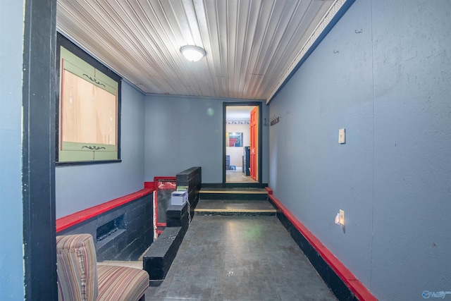 interior space with wooden ceiling