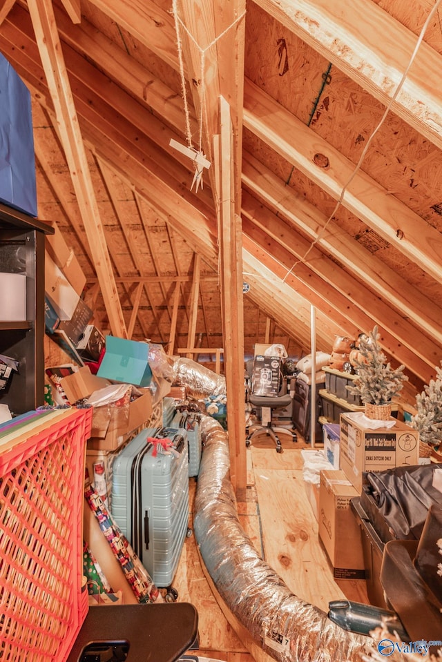 view of unfinished attic