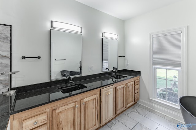 bathroom with a bathtub and vanity