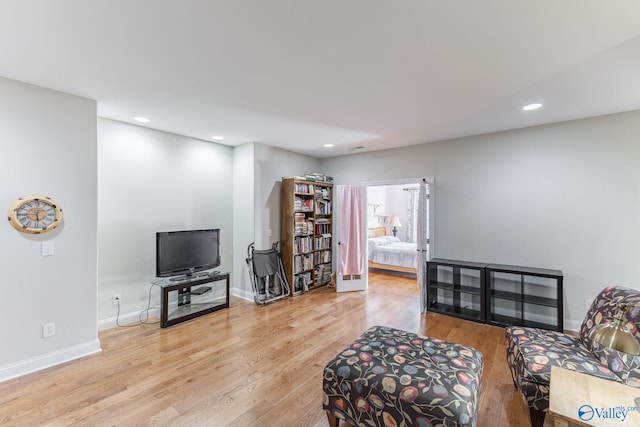 living room featuring light wood-type flooring