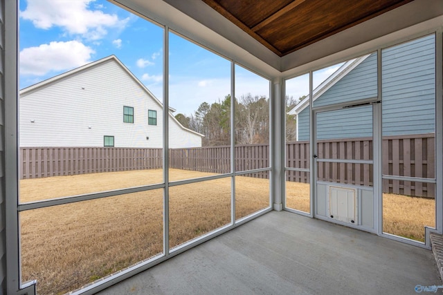 view of unfurnished sunroom