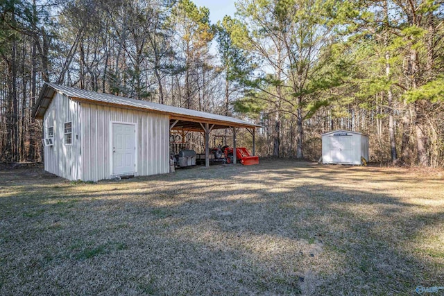 view of shed featuring a carport