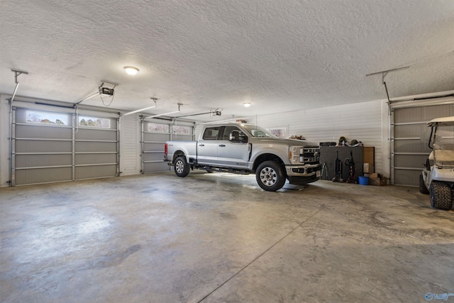 garage with a garage door opener