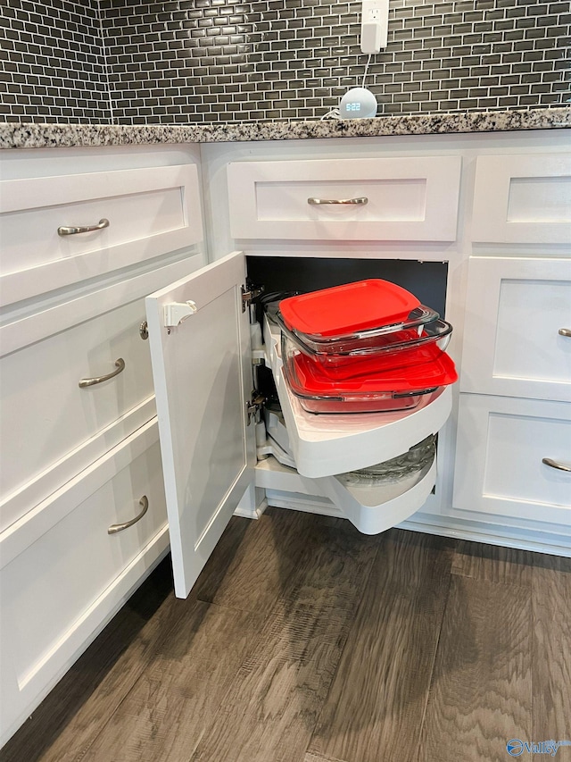 1575 Cottage Ln, Southside, AL 35907 - kitchen view of white cabinetry, dark wood-style flooring, and light countertops