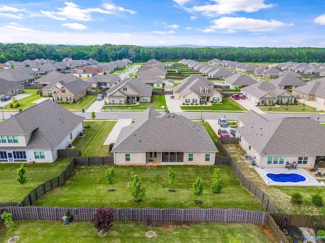 bird's eye view with a residential view