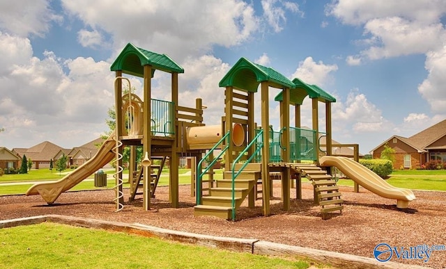 community playground with a lawn