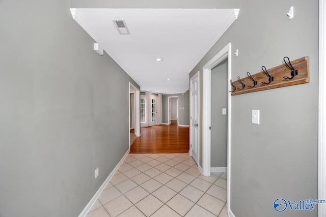 114 Canterbury Dr, Madison, AL 35758 - hall with crown molding, light tile patterned floors, and recessed lighting