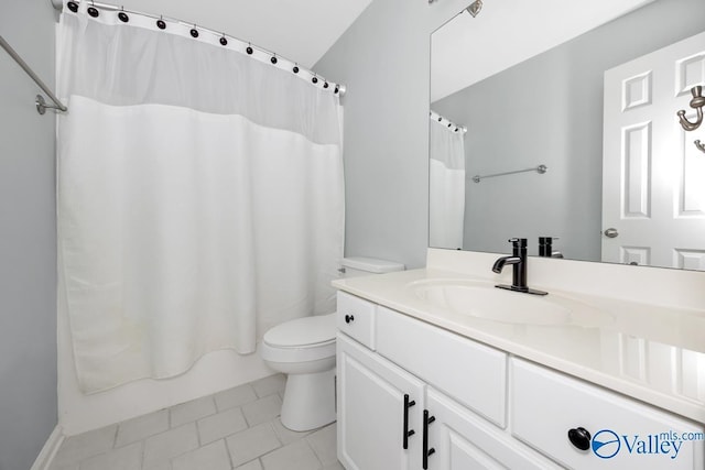 114 Canterbury Dr, Madison, AL 35758 - bathroom featuring vanity, tile patterned flooring, and shower / tub combo