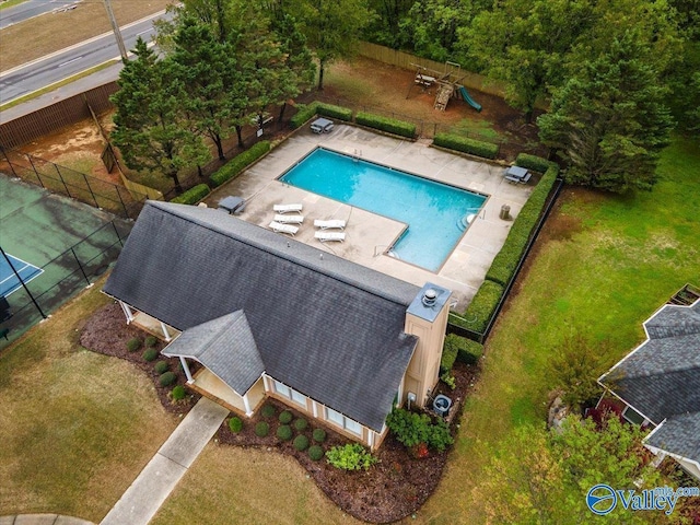 114 Canterbury Dr, Madison, AL 35758 - view from above of property with a pool
