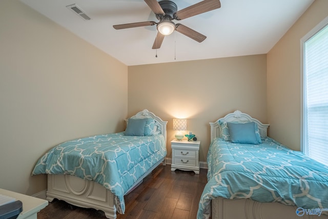 915 County Road 349, Leesburg, AL 35983 - bedroom featuring wood-type flooring, visible vents, and ceiling fan