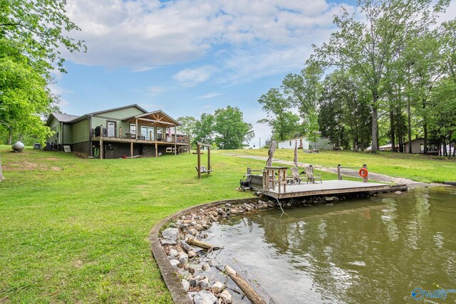 915 County Road 349, Leesburg, AL 35983 - dock area with a lawn and a deck with water view