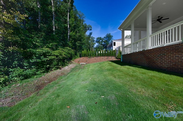 view of yard with ceiling fan