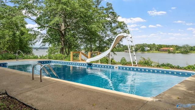 2055 Big Nose Dr, Centre, AL 35960 - swimming pool featuring a water slide and a water view