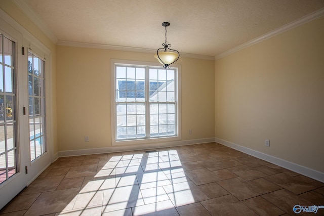 unfurnished room with ornamental molding