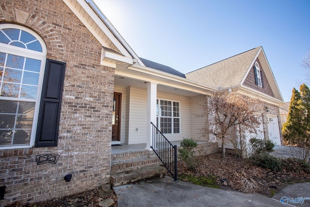 property entrance with a garage