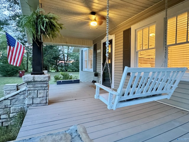 wooden terrace with covered porch