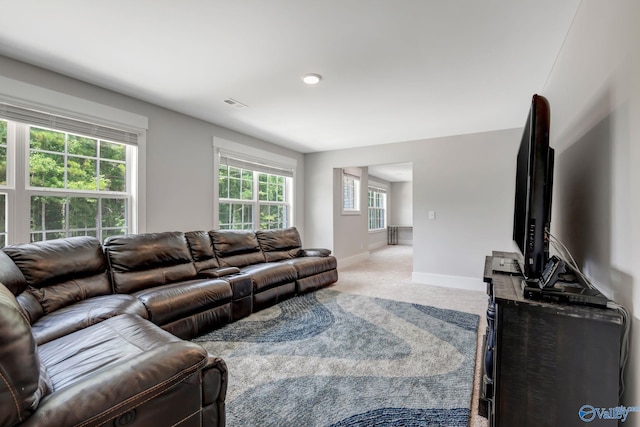 living room featuring carpet floors