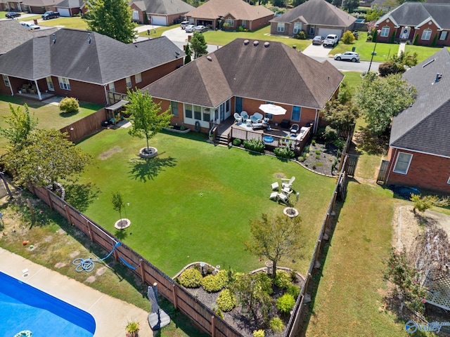 aerial view featuring a residential view