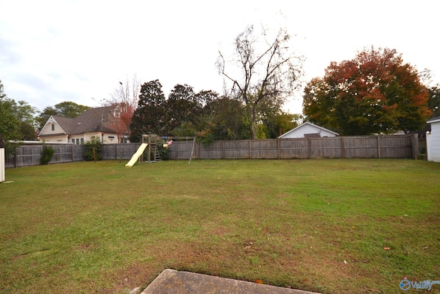 view of yard featuring a playground