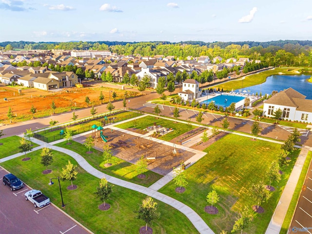152 Knockash Hl, Madison, AL 35756 - aerial view of residential area with a nearby body of water and a pool area