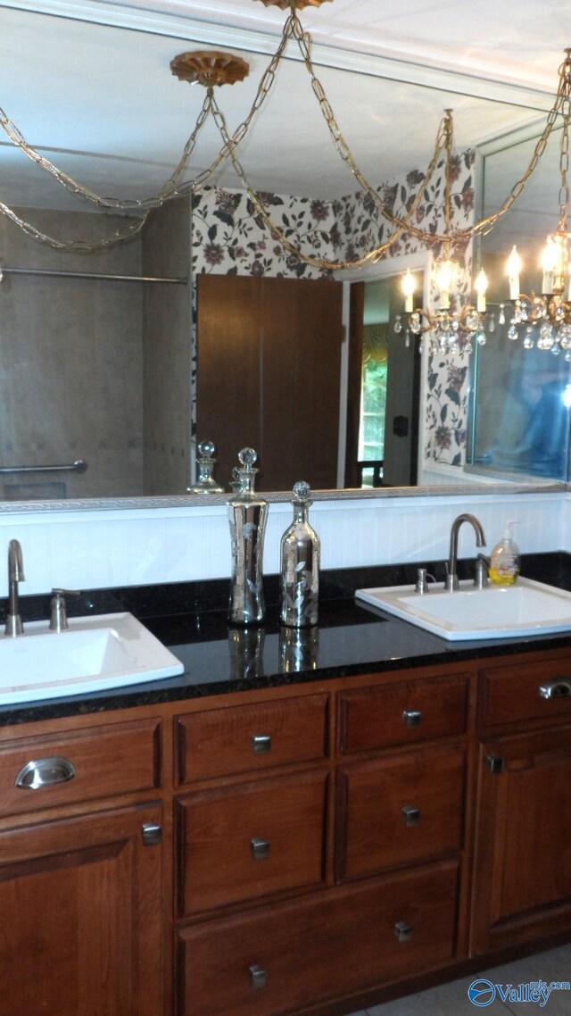 interior space featuring double vanity