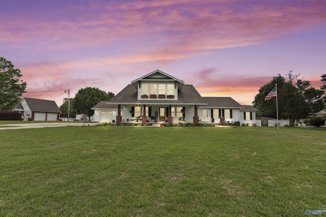 855 Haynes Rd NE, Arab, AL 35016 - view of front of property with covered porch, driveway, a front lawn, and a garage