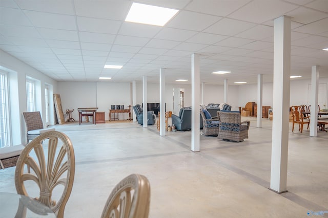 basement with a drop ceiling