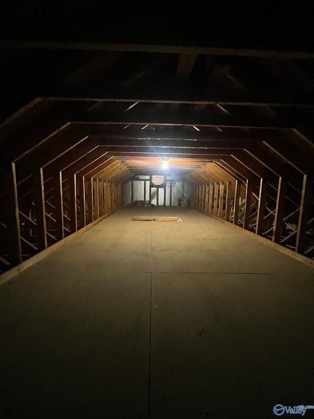 view of unfinished attic