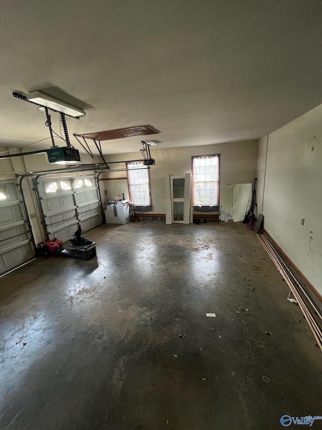 garage with a garage door opener