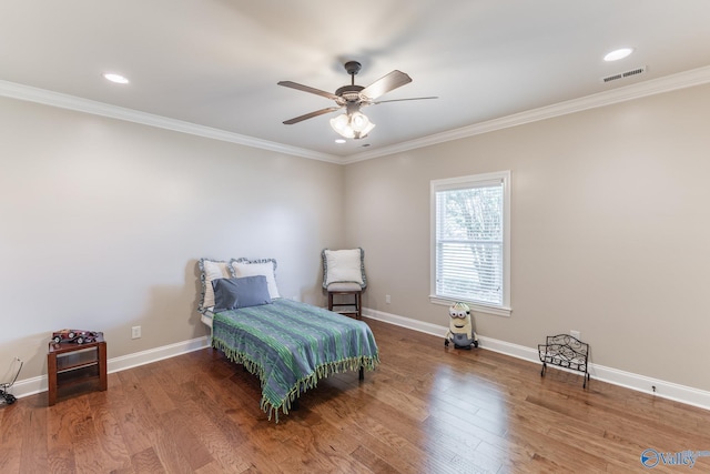 101 Tempo Cir, Harvest, AL 35749 - bedroom featuring crown molding, wood finished floors, baseboards, recessed lighting, and a ceiling fan