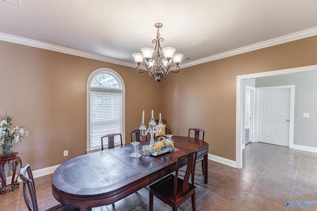 101 Tempo Cir, Harvest, AL 35749 - tiled dining room featuring a chandelier, crown molding, and baseboards