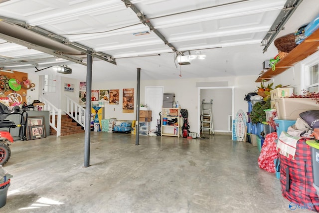 garage with a garage door opener