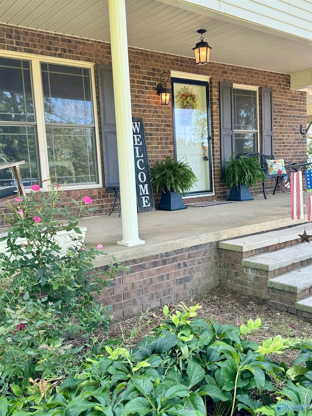 entrance to property featuring covered porch