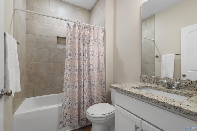 413 Lando Cain Rd, Hartselle, AL 35640 - full bath featuring toilet, shower / bathtub combination with curtain, and vanity