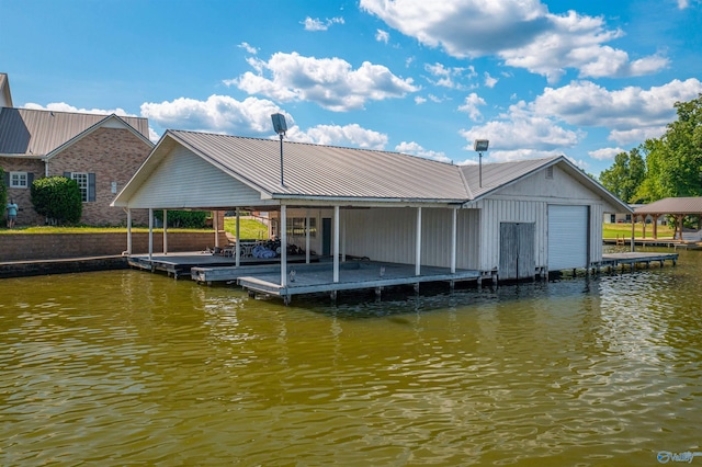 view of dock featuring a water view