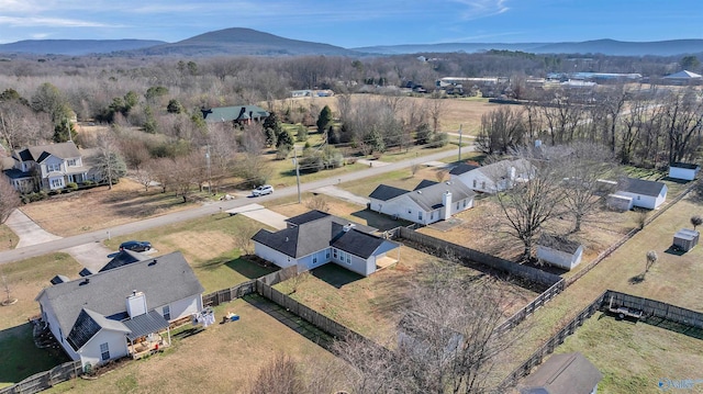 drone / aerial view with a mountain view