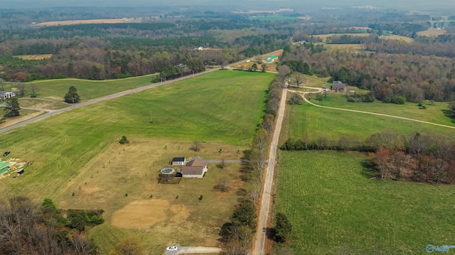 aerial view featuring a rural view