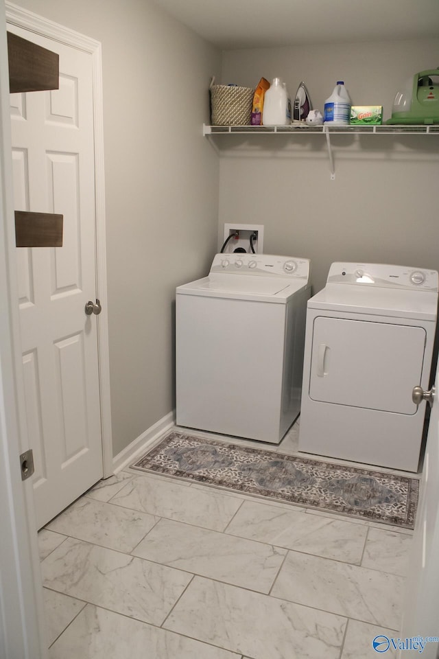 laundry area featuring washer and dryer